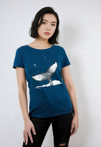 Damen T-Shirt "Wal" - majolica blue