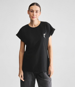 T-Shirt "Visby Dandelion EMB" - black