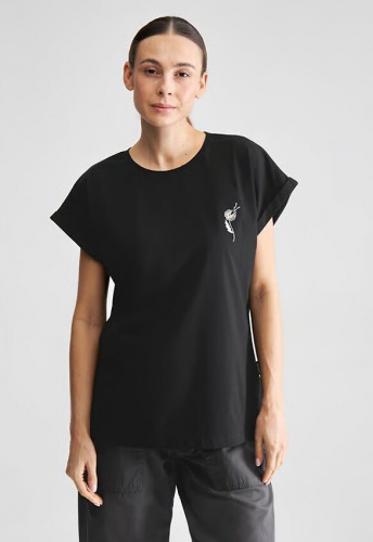 T-Shirt "Visby Dandelion EMB" - black