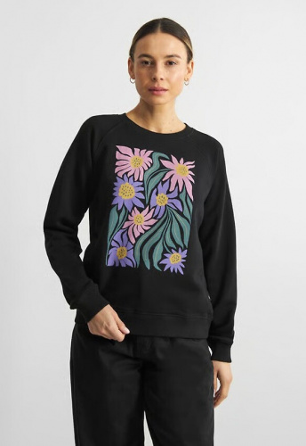 Sweatshirt "Ystad Daisy Block" - schwarz