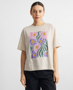 T-Shirt "Vadstena Daisy Block" - oat white