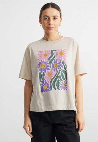 T-Shirt "Vadstena Daisy Block" - oat white