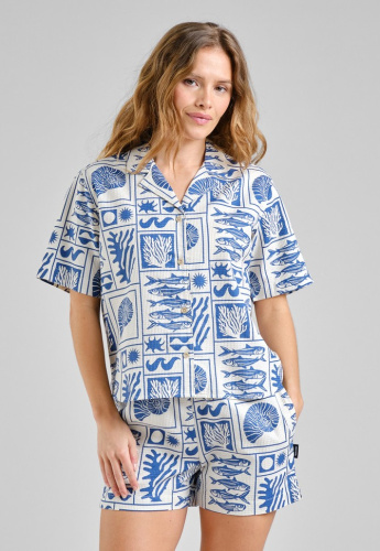 Shirt "Torup Ocean Squares" - oat white