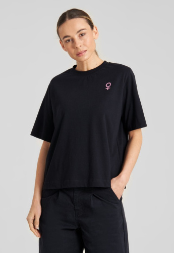 T-Shirt "Vadstena Femme Leaf EMB" - black