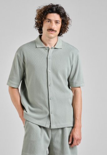 Shirt "Falkvik Waffle" - iceberg green