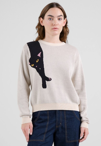 Feinstrickpullover "Arendal Long Cat" - vanilla white