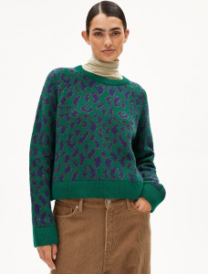 Wollstrick-Pullover "Diliriaa Leopaa" - emerald green