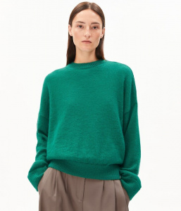 Mohair-Woll-Strick-Pullover "Suri Inariaas Light" - emerald gree