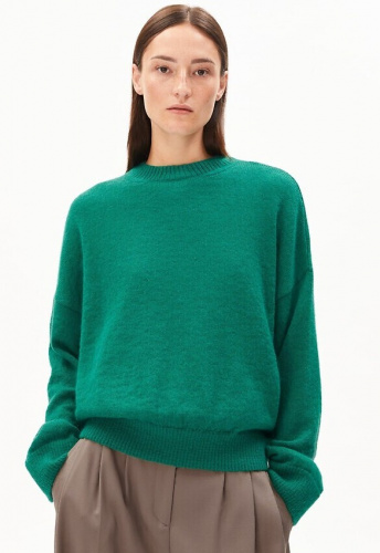 Mohair-Woll-Strick-Pullover "Suri Inariaas Light" - emerald gree