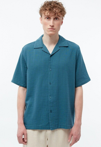 Kurzarmhemd aus Musselin "GBLuca" - basalt