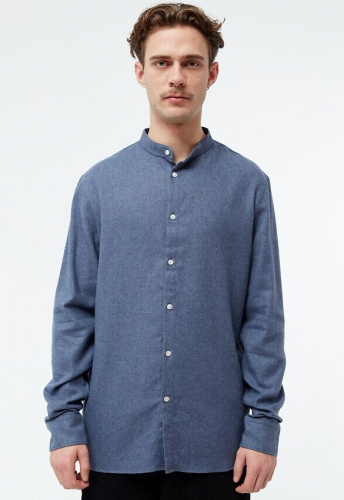 Givn Flanell-Stehkragen-Hemd "Wes" - yale blue