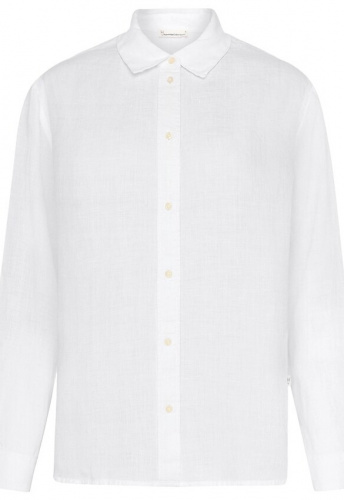 Langarm-Leinen-Bluse - weiß