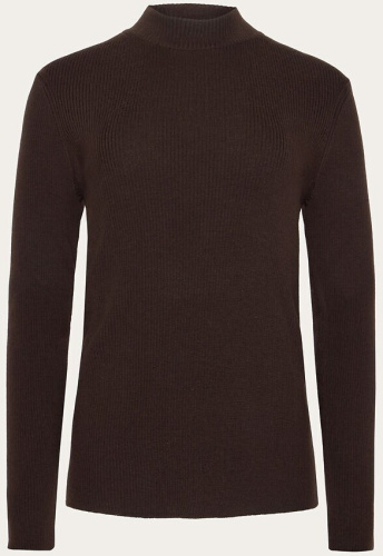 Merino Rib Mock Neck Longsleeve - chocolate torte
