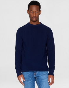 O-Neck Merino Wool Rib Knit - total eclipse