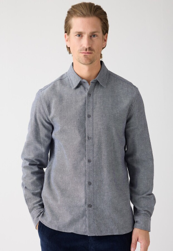 Heavy Twill Flanel-Hemd - blaugrau meliert