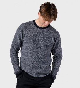 Merino Knit Sweater "Arthur" - black/light grey