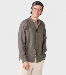 Stehkragenhemd "Simon" (Lyocell) - taupe