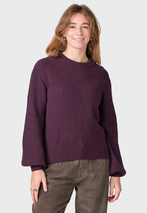 Merino Round Neck Knit "Gerda" - burgundy