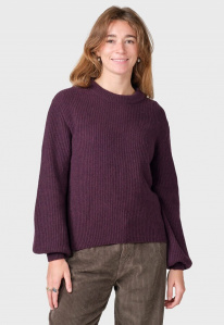 Merino Round Neck Knit "Gerda" - burgundy