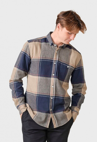 Flanell-Hemd "Claus" - sand/navy/red