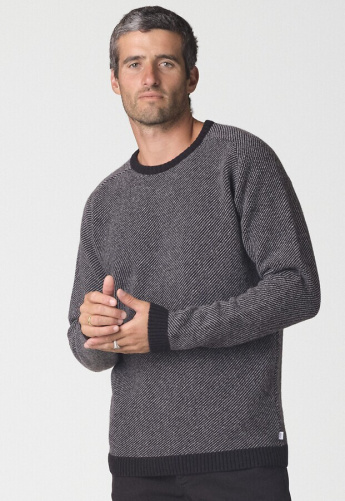 Merino-Strickpullover "Johannes" - black/light grey