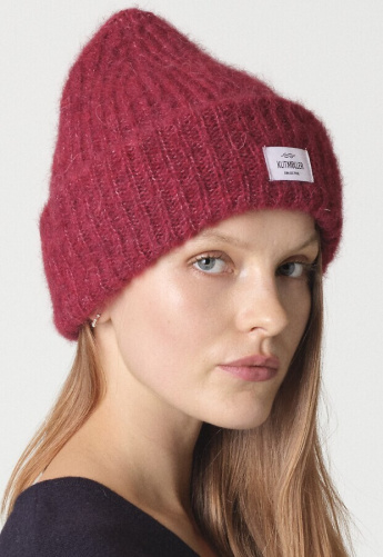 Alpaka-Strickmütze - burgundy