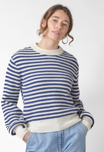 Strickpullover "Gunilla" (Wolle) - cream/surf blue
