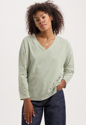 Kuyichi "Yulia Tee" (Hanf) - pine green/off white