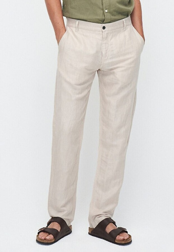 Kuyichi Leinenhose "Darren" - solid oatmeal