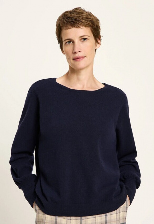 Lanius "Rundhalspullover aus Schurwolle und Kaschmir" - dunkelbl