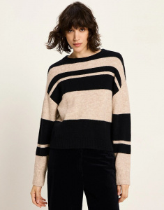 Lanius "Streifenpullover" (Alpaka/Wolle) - nude melange/black