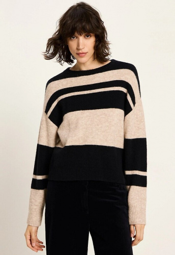 Lanius "Streifenpullover" (Alpaka/Wolle) - nude melange/black