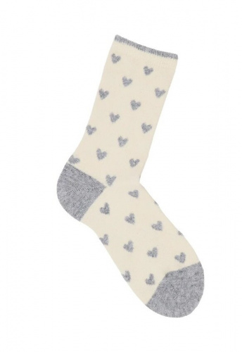 Lanius "Socken Mit Herzen" (Wolle) - off white