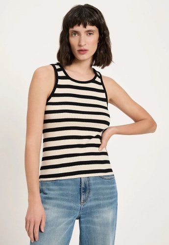 Lanius "Tanktop Mit Streifen" - black/creme