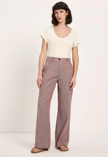 Lanius "Marlenehose Aus Leinen" - dark mocca/creme