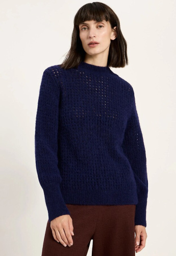 Lanius "Pullover mit Lochstrick aus Alpaka und Schurwolle" - vio