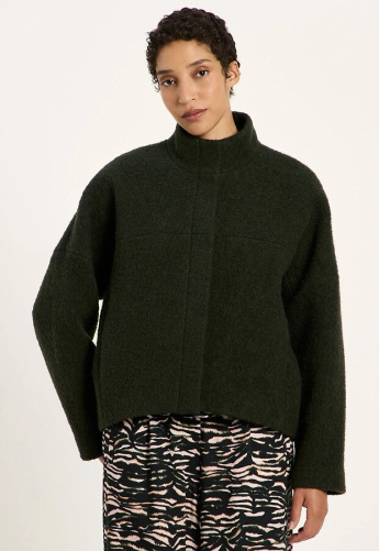 Lanius "Boucle Jacke aus Bio-Wolle" - dunkelgrün