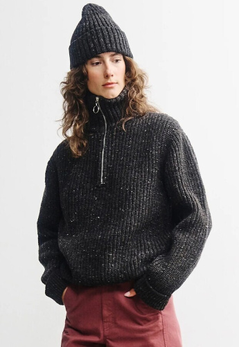 Rotholz "Chunky Knit Troyer" - speckled black