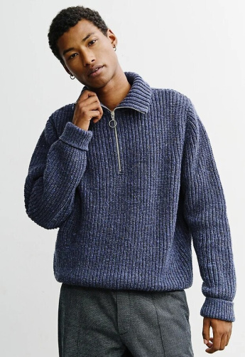 Rotholz "Chunky Knit Troyer" - speckled blue