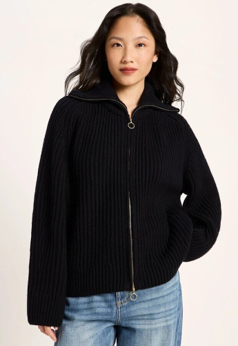 Lanius "Strickjacke in Rippoptik" (Wolle) - black