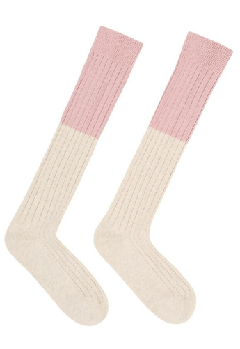 Lanius "Colourblock Kniestrümpfe" - off white melange