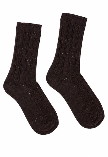 Lanius "Rippenstrick-Socken" (Wolle) - bitter chocolate tweed