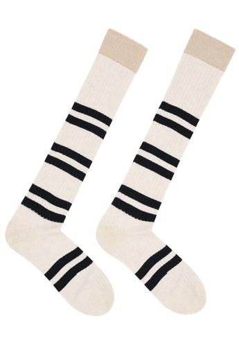 Lanius "Streifen Kniestrümpfe" - off white melange