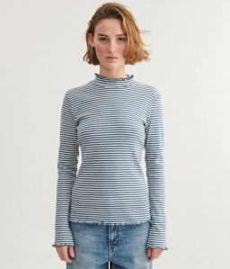 Longsleeve "Silma High Neck" - copen blue/birch