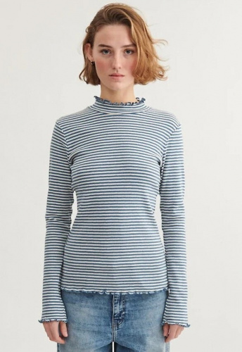 Longsleeve "Silma High Neck" - copen blue/birch