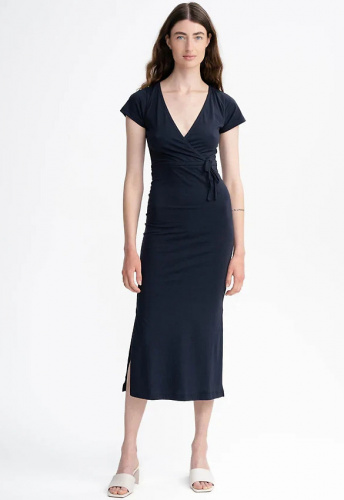 V-Neck Kleid "Shreoshi" - schwarz