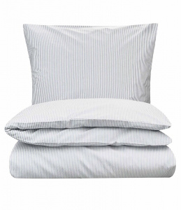 Perkal Bettwäsche Set "Majuli Stripes" 135x200cm - blau/naturwei