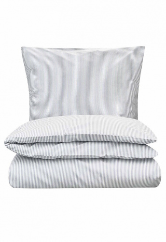 Perkal Bettwäsche Set "Majuli Stripes" 135x200cm - blau/naturwei