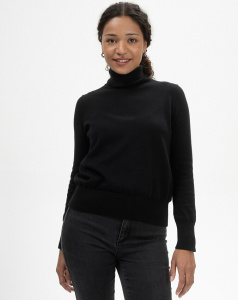 Feinstrick Rollkragen-Pullover "Mayura" - schwarz