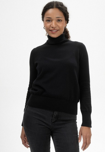 Feinstrick Rollkragen-Pullover "Mayura" - schwarz